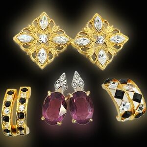 EARRINGS diamond crystal x4 pairs